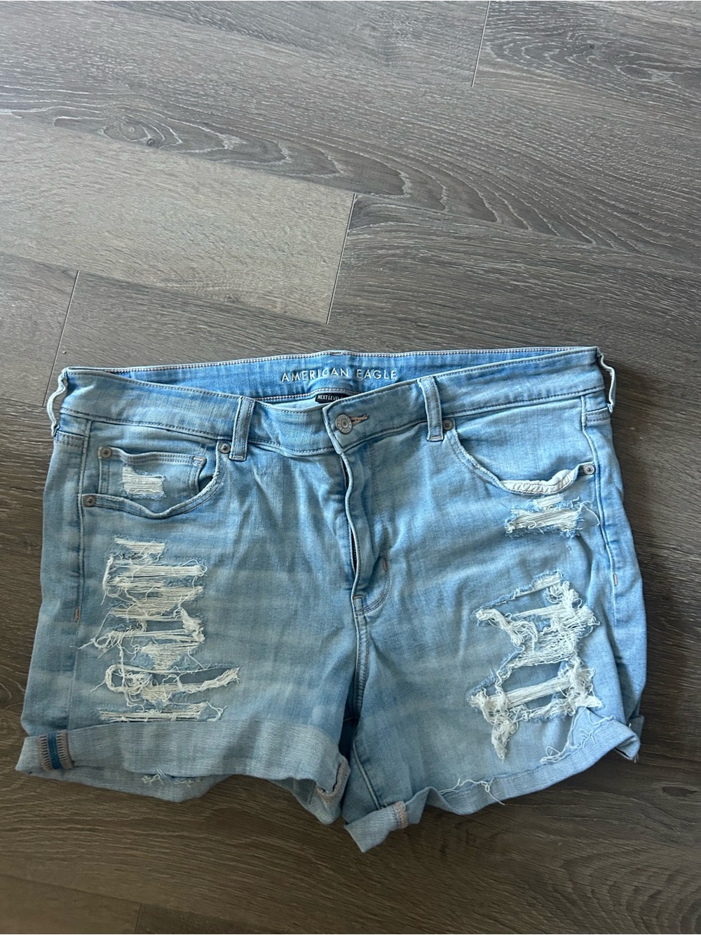 American Eagle Outfitters Light Wash Ripped Denim Shorts